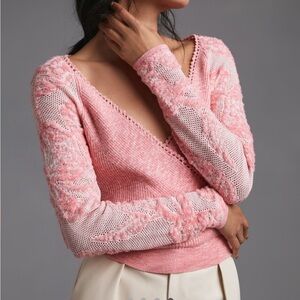 Anthropologie Lace Sleeve Sweater